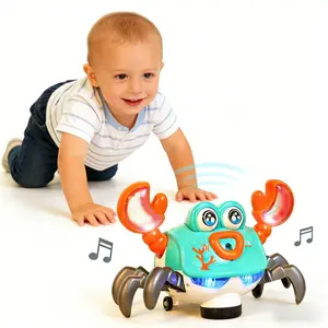 Crawling Crab Baby Toy Infant Tummy Time Walking Dancing Moving Crab Toys for Boys Girls Musical Sensory Toy Birthday Gift