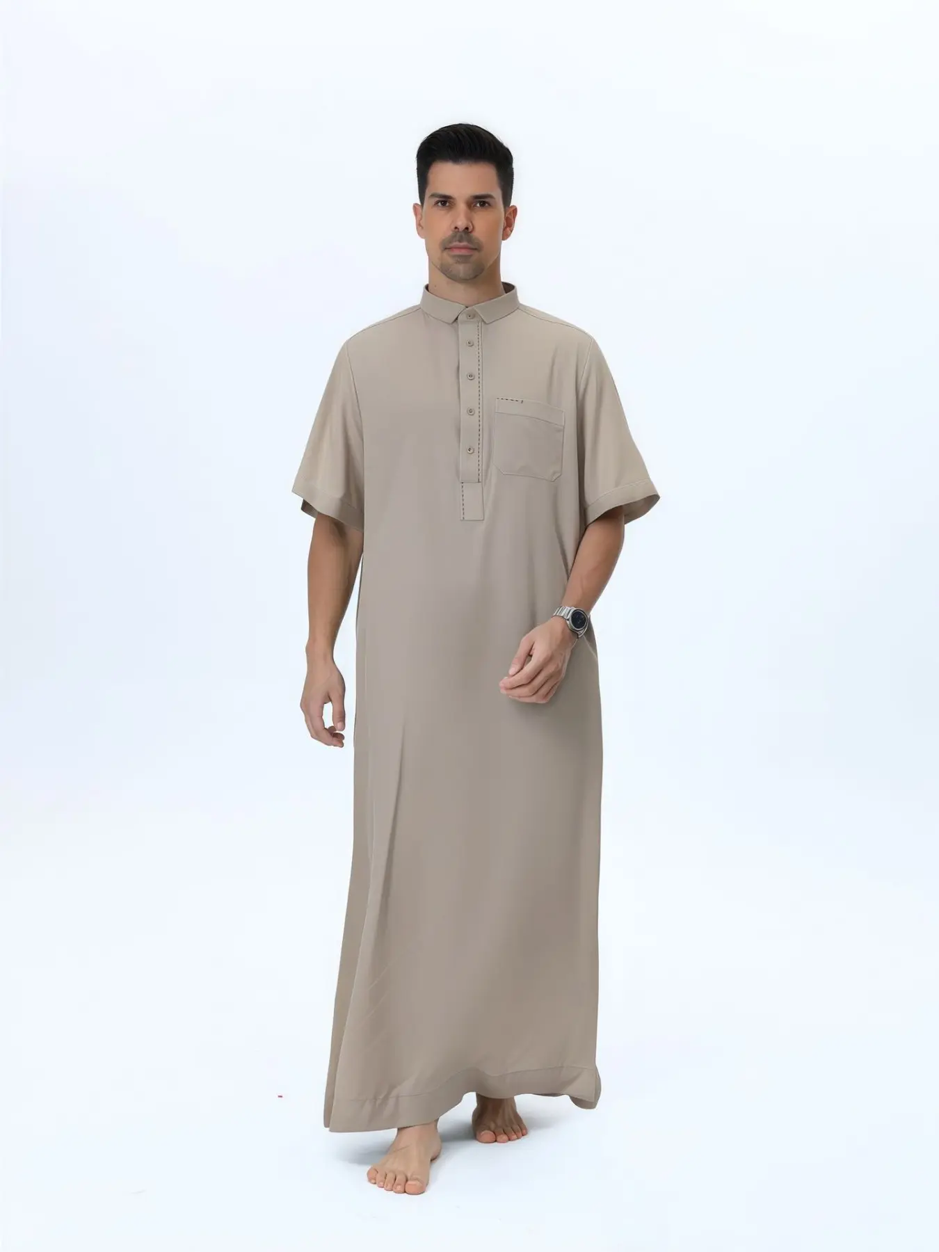 Muslim Middle East Men's Long Robe Outerwear, Islamic Robe, Modesty Thobe, Traditional Arabic Clothing, Comfortable and Stylish, Modern, Perfect for Daily Wear