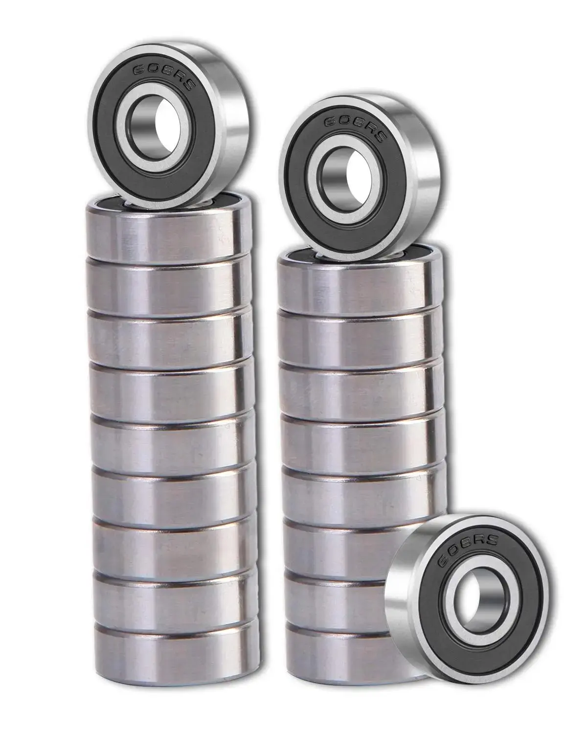 20 Pcs 608 2RS Ball Bearings – Bearing Steel and Double Rubber Sealed Miniature Deep Groove Ball Bearings (8mm x 22mm x 7mm) (608 2RS)