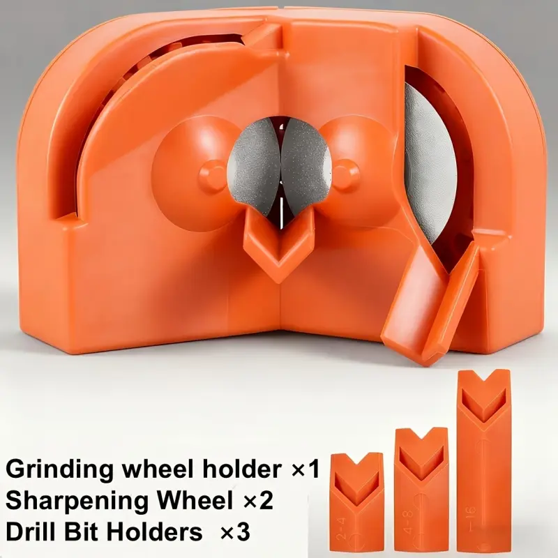 Drill Bit Sharpener Multi-Functional Sharpener for All Drill Bits  Can Sharpen Scissors & Cutting Tools  2 Sharpening Wheels  3 Drill Bit Holders Orange Sharpening Tool Christmas Presents