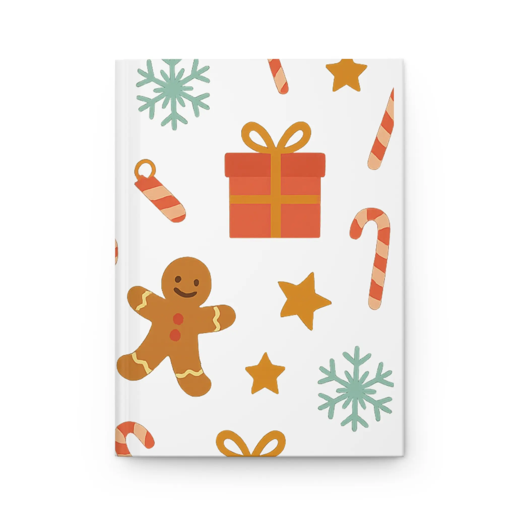 Festive Gingerbread Hardcover Journal, Christmas Gift, Holiday Planner, Winter Note Book, Cute Writing Journal