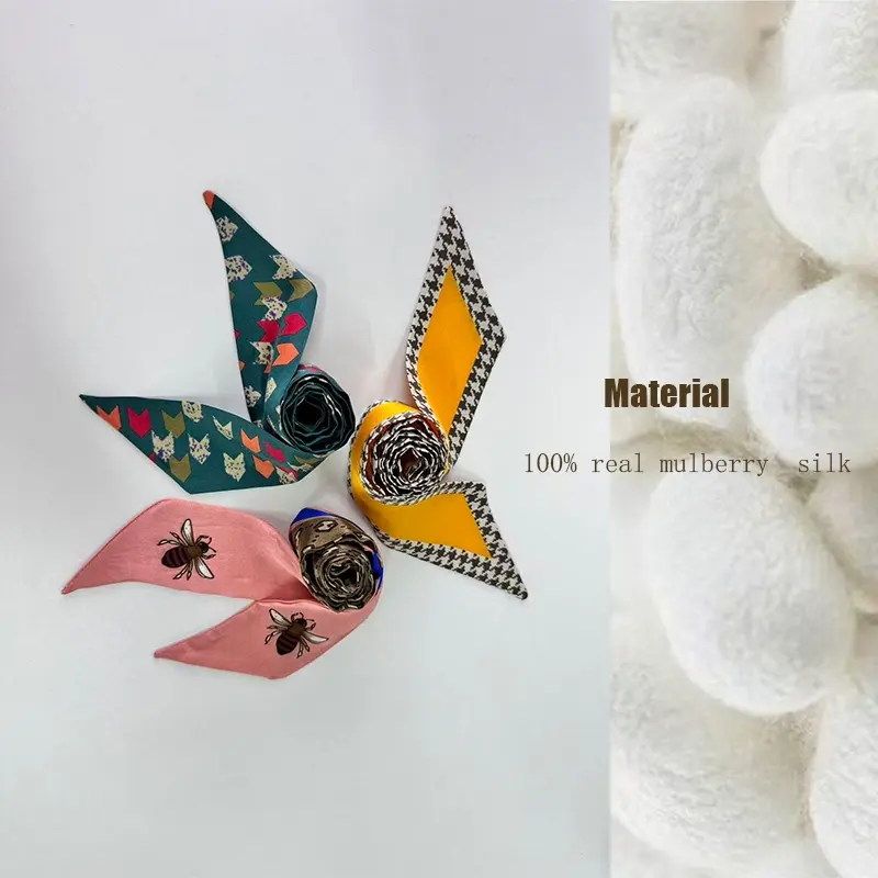 3 Piece Silk Scarf Set, Fine Mulberry Silk Shawls, Versatile Hair Band & Bag Strap, Multi-Functional Decorative Accessories