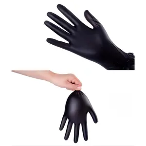 100pcs black disposable nitrile gloves, latex-free and powder-free, suitable for cooking, cleaning, and beauty use.