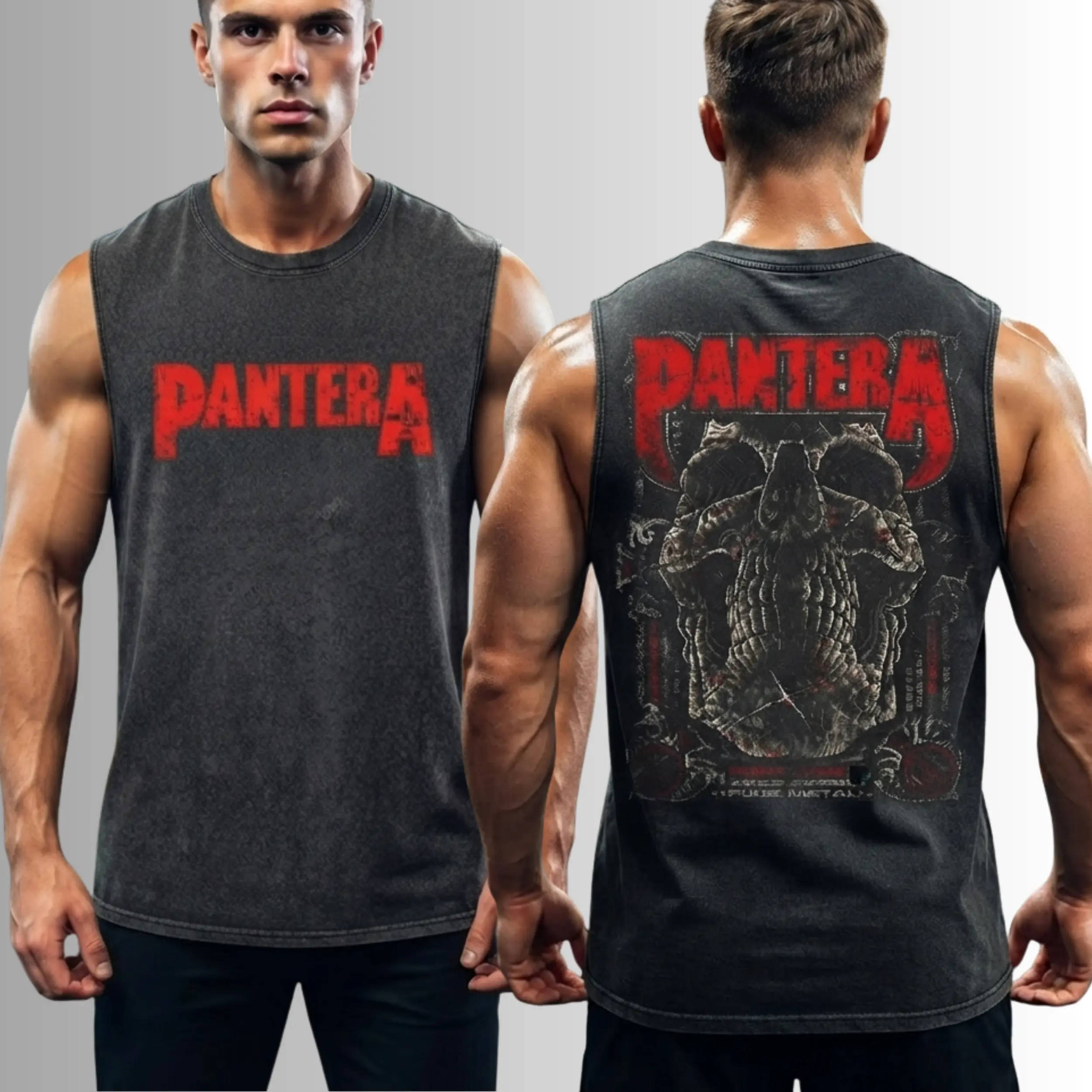 Men's Vintage Washed Skull Tank Top, Gothic Metal Style Sleeveless Shirt, Shirt for Gymer, Outdoors, Retro Streetwear Muscle Tee