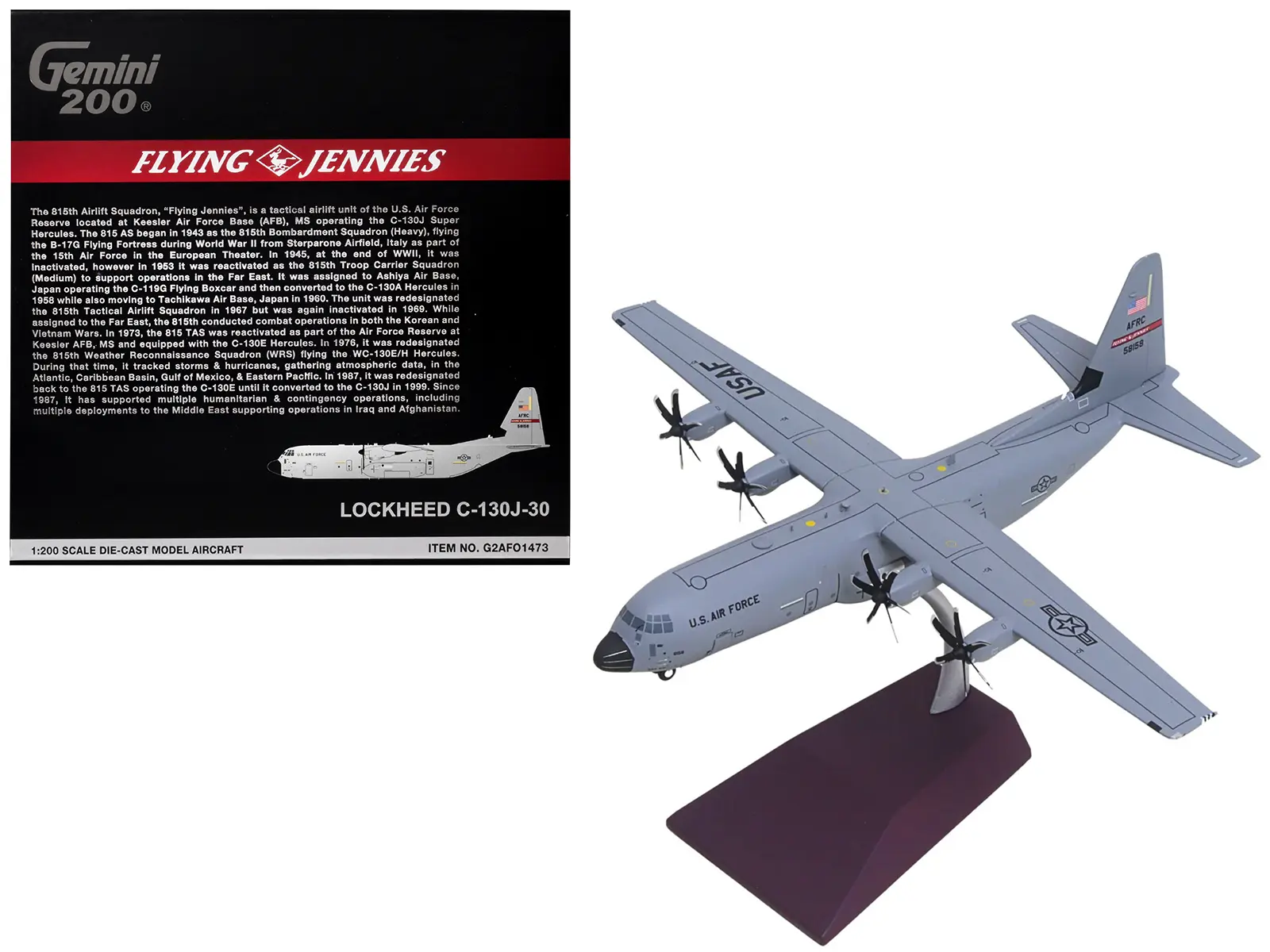 Lockheed C-130J-30 Super Hercules Transport Aircraft "Keesler Air Force Base" US Air Force 1/200 Diecast Model by GeminiJets