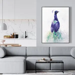 360 Stand 36x48 in. Artistic Framed Artwork - Graceful Exotic Birds Peacock Print, Vivid Nature Decoration, Home Decor Wall Decoration for Room (Home Supplies), Decorative Artwork