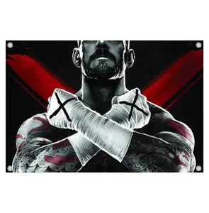 WWE CM Punk Flag Tapestry - WWE Superstar Wrestling Home Decor WWE Wrestling Wall Flag Banner, Pro Wrestling Room Decor for Bedroom, Vintage Wrestler Gift for Men & Women