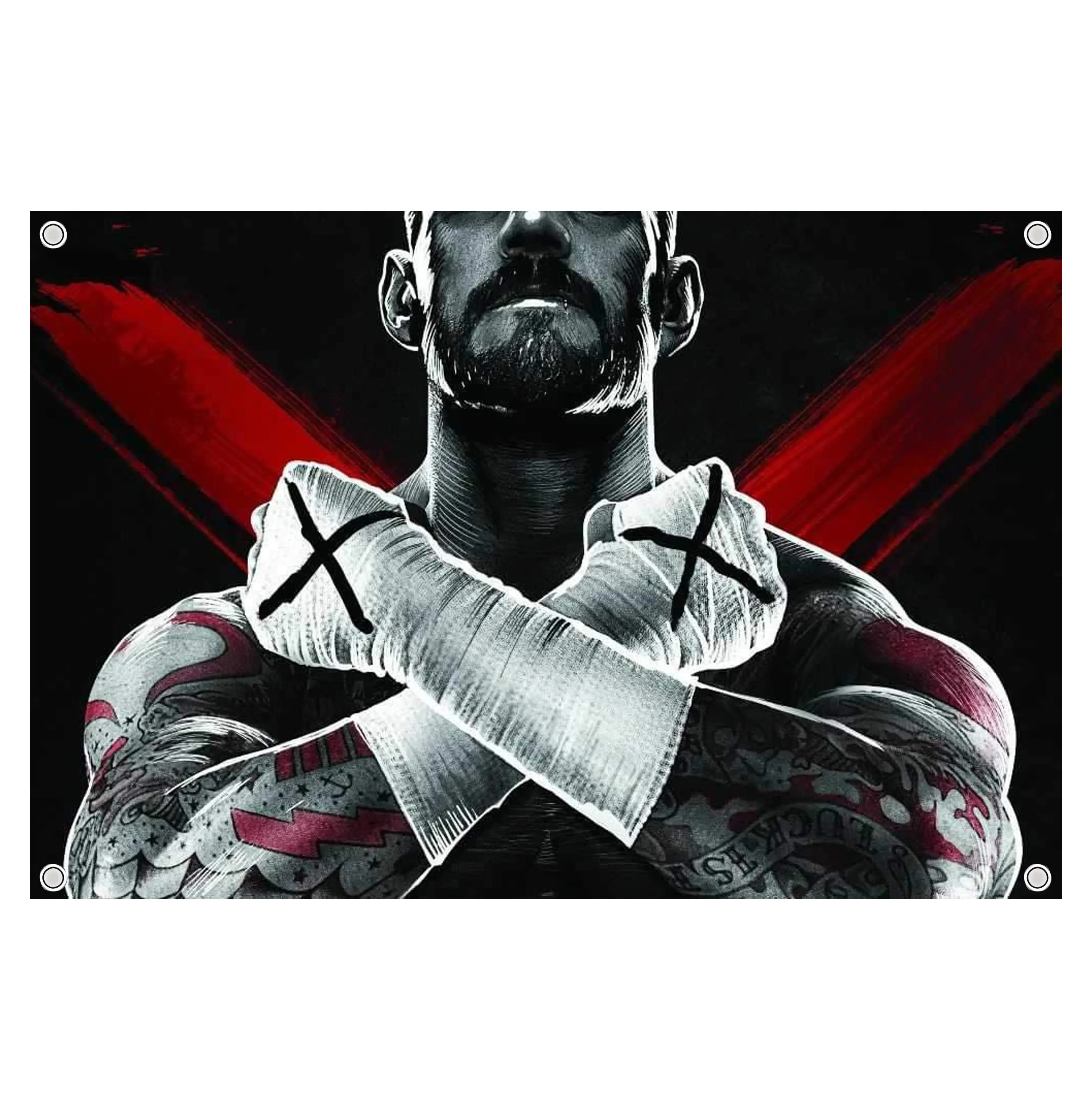 WWE CM Punk Flag Tapestry - WWE Superstar Wrestling Home Decor WWE Wrestling Wall Flag Banner, Pro Wrestling Room Decor for Bedroom, Vintage Wrestler Gift for Men & Women