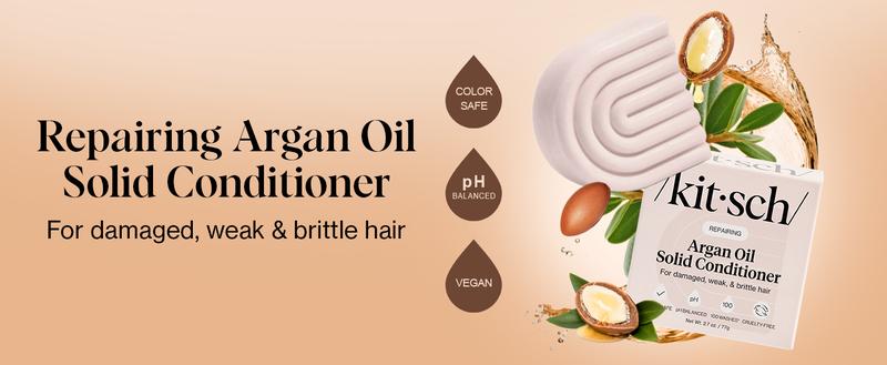 Kitsch Repairing Argan Oil Solid Conditioner Bar for Hair Care – Vegan, Made in USA, Paraben-Free for Damaged, Weak, and Brittle Hair, 2.7 oz Kitsch Repairing Argan Oil Solid Conditioner Bar for Hair Care – Vegan, Made in USA, Paraben-Free for Damaged, Weak, and Brittle Hair, 2.7 oz
