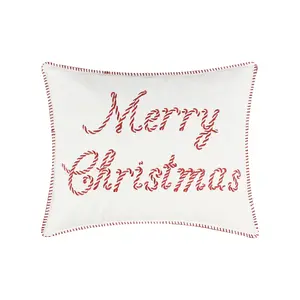 Peppermint Plaid Merry Christmas Pillow