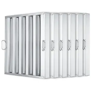 【GARVEE】Commercial Kitchen Range Hood Filter, 430 Stainless Steel, 5 Grooves, Grease Rated, Available in 19.5x15.5 Inch and 19.5x19.5 Inch Sizes, 6-Pack