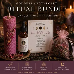 Goddess Apothecary Hand-Rolled Ritual Beeswax Decor Candle - Dressed with Herbs, Intention Oils - Spiritual Candle for Love, Protection
