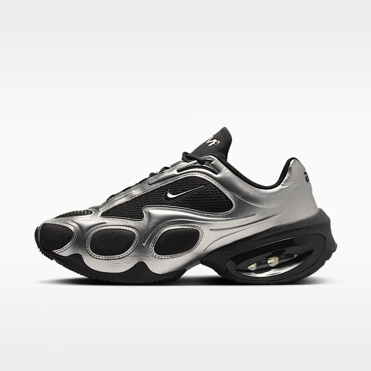 Nike Air Max Muse Women's Sneakers Black Metallic Silver FV1920-001 Lifestyle Shoes Low Top Lace-Up Athletic Footwear Cushioned Everyday Shoes Modern Air Max Design Comfortable Casual Sneakers Durable Rubber Outsole Women's Sportswear Shoes Classic Nike