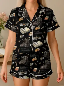 Bookish Castle Pajama Set, Cozy Book Lover Sleepwear, Romantasy Nightwear, Fantasy Pajamas Gift for Readers, BookTok Pajamas