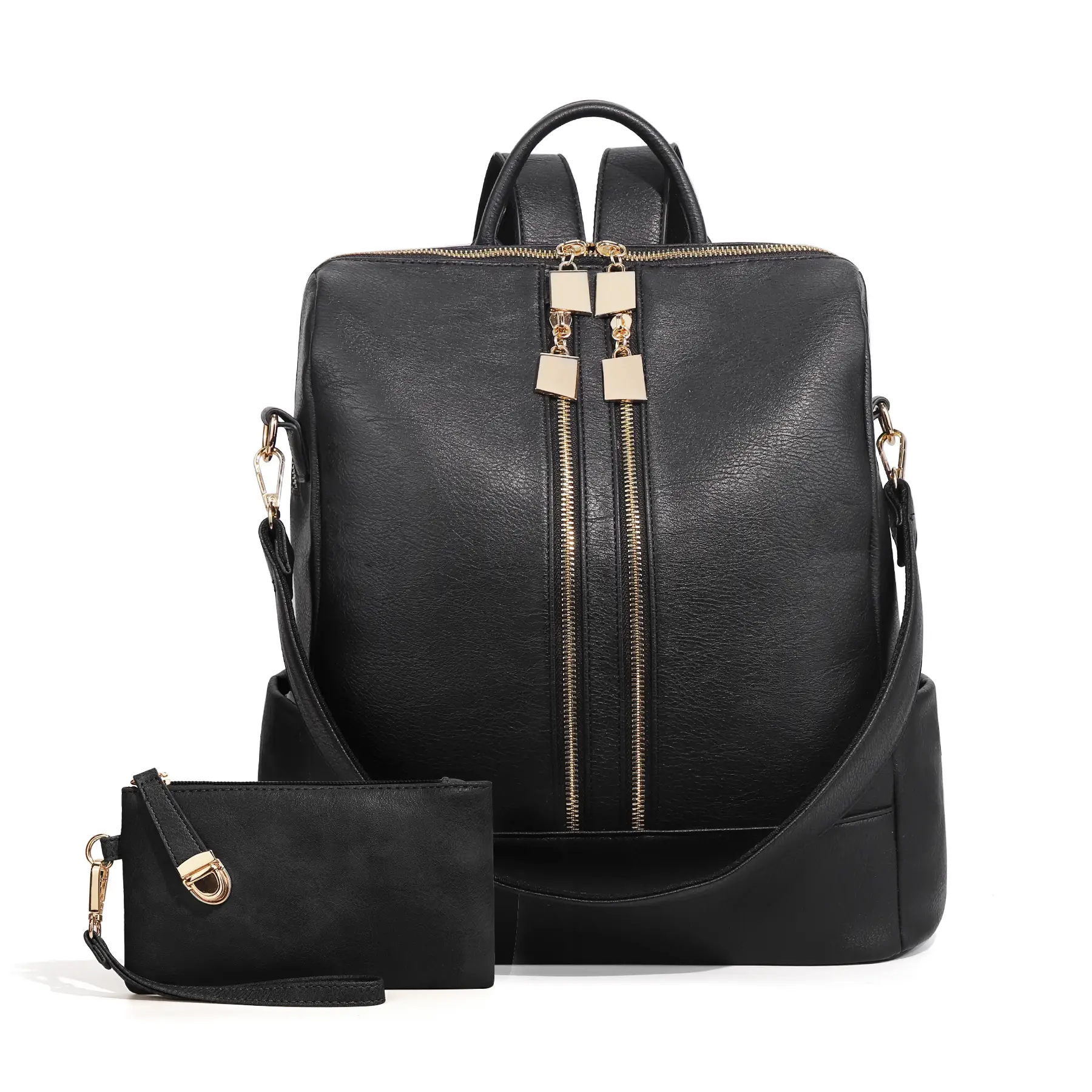 Checkerboard Pattern Backpack Set, Women'S Fashionable Vintage Trendy Casual Large Capacity Zipper Travel Backpack & Wristlet, Multifunctional Bag Set