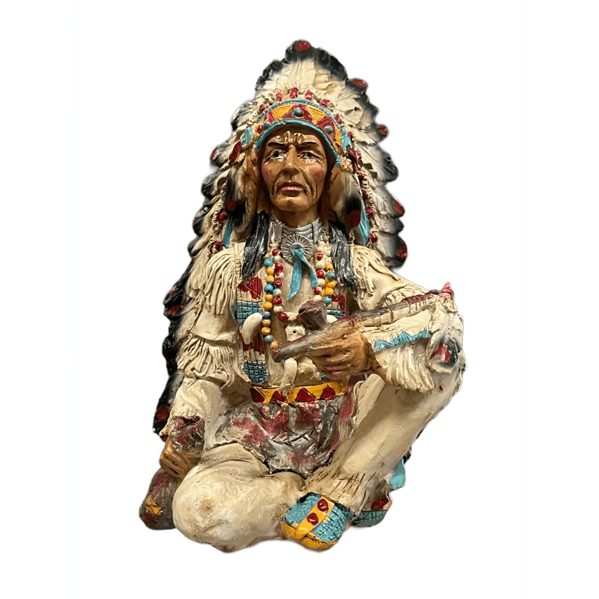 Jefe Indio Sentado Con Pipa 8"