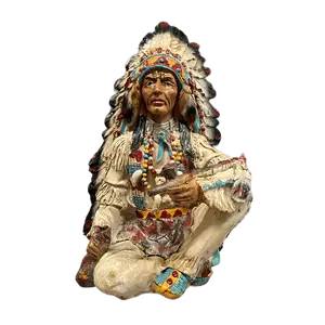 Jefe Indio Sentado Con Pipa 8"