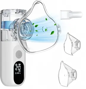 Portable Mesh Nebulizer with LCD Display, 3 Adjustable Mist Levels, Rechargeable Handheld Nebulizer, Self-Cleaning & Auto Shut-Off for Adults and Kids