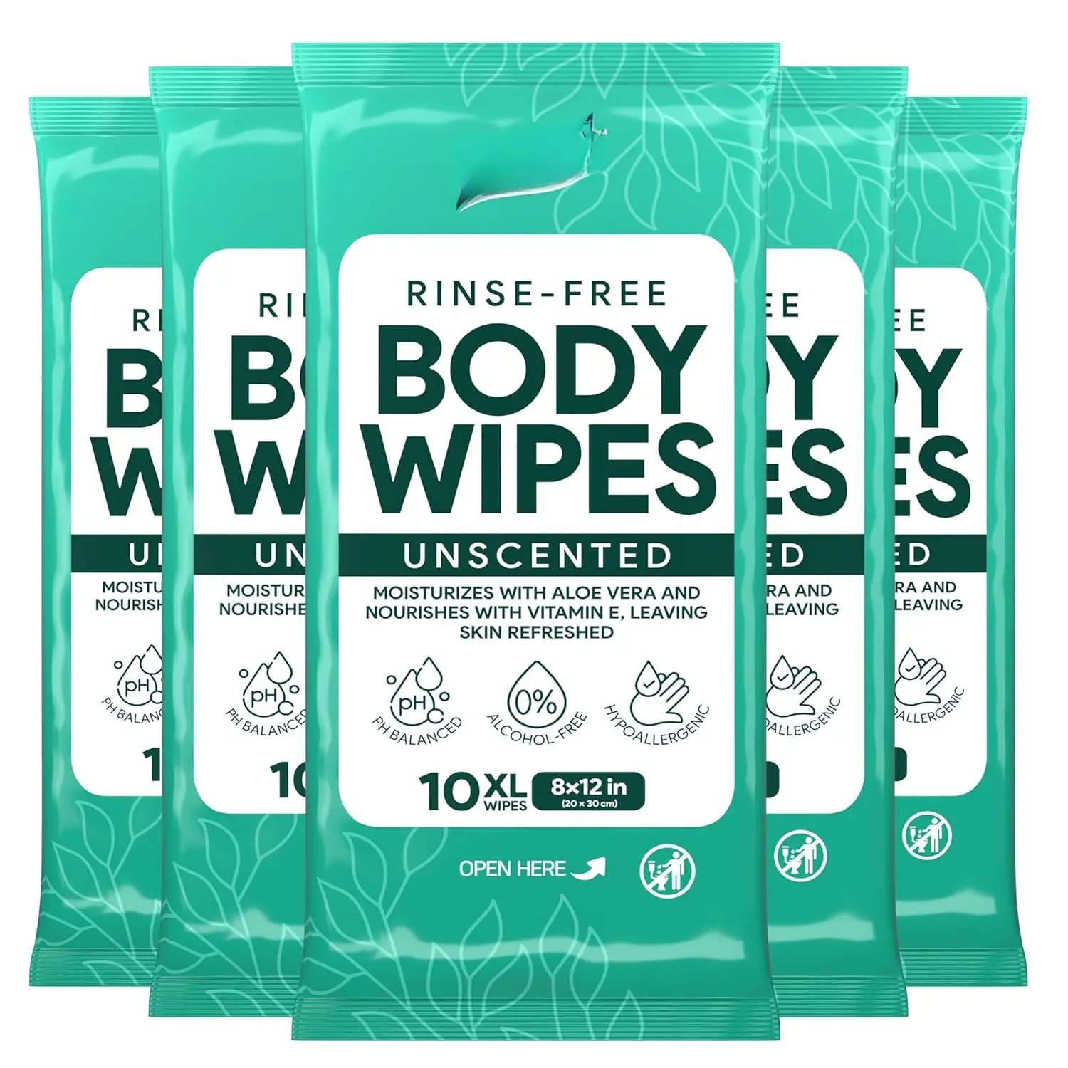 No-Rinse  Wipes for Adults - XL Ultra Thick Bathing Wipes, Unscented with Aloe & Vitamin E,  Full  Washcloths for Women, Men & , Travel & Camping (50 Count)