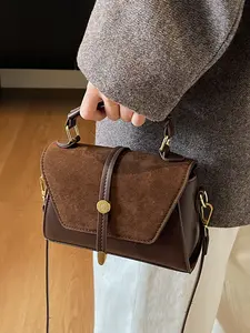 Vintage High-End Handbag for Women, Pu Leather Handbag, Fall Winter New Simple Casual Fashion Crossbody Bag, Stylish Shoulder Bag