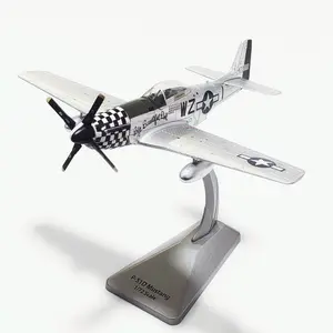 P51d Silver Color Metal Scale Model, 1/72 Proportion Alloy Airplane Model, Home Decor Collectible, Creative Gift for Ages 14+, Father's Day