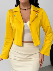 Women's Spring Autumn Short Suit Jacket Fitted, Collared Long Sleeve Cardigan, Fashion Elegant Business Casual, Daily Party Office Commute