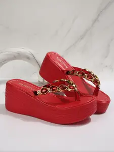 Summer Trendy Rhinestone Embellished Platform Sandals Thick Sole Anti-Slip Soft Comfortable Breathable Non-Stinky Gold Colors Available