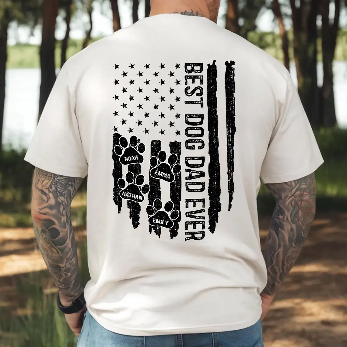 Personalized Best #Dog #Dad Ever T-Shirt, #Dog #Dad Shirt With Pet Name, Custom Shirts for Dog Dad, American Dad Tee, Graphic Tees