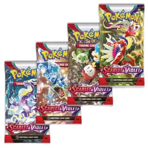 Scarlet & Violet 4 Booster Packs - Includes 4 Booster Cards - Original Trading Card Deck Packaging