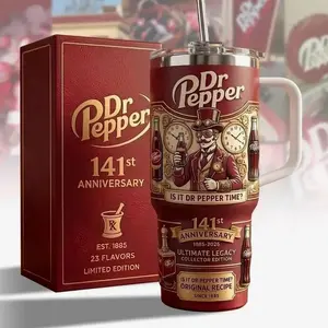 Pepper 141st Anniversary Limited Edition 40oz Tumbler - Ultimate Legacy Collector Edition Travel Mug - Steampunk Vintage Style Insulated Cup with Handle - Since 1885 Original Recipe Soda Fan Gift
