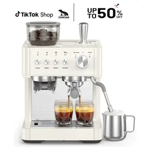 【SummerVibes】COWSAR Espresso Machine,58mm Commercial Brewing Head,15 Bar Professional Espresso Maker with Barista Coffee Grinder/Milk Frother,Coffee Machine for Espresso/Cappuccino/Latte,Forther integrated design,Ideal for Home/Office