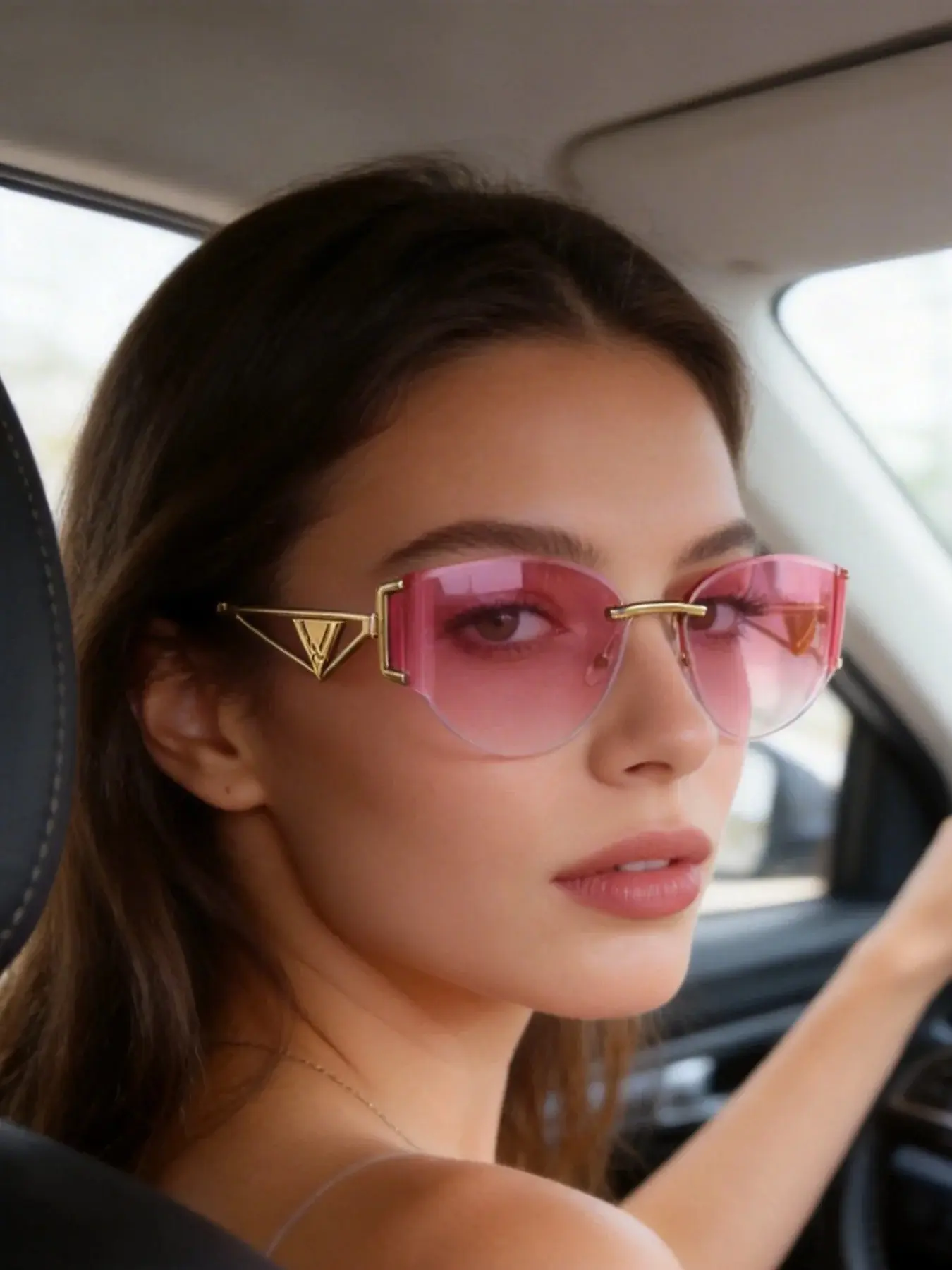 Y2K Fashion Sunglasses for Women, Trendy Metal Frame with Rimless Lens, Includes Glasses CaseCasual Style, Sunglasses Gifts for Her, All Seasons