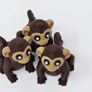 3D Printed Monkey Fidget Toy - PLA Plastic, Flexible Motion, Sensory Stress Relief Toy for Age 3+ Kids & Adults
