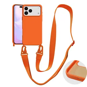 For iPhone 17 Pro Max Air 16 Plus 17 Case with Lanyard Crossbody Case with Strap Adjustable Shockproof Drop Protection Silicone Phone Cover