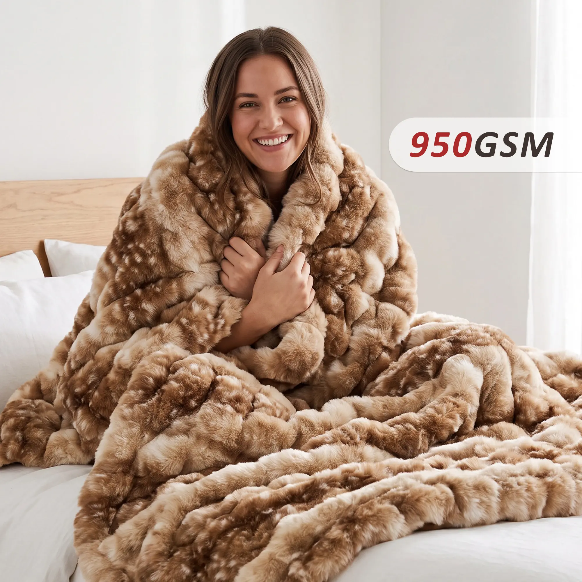 WDCOZY Luxury Bold Leopard Print Faux Rabbit Fur Throw Blanket - 950 GSM Plush Bubble, Super Soft Warm Cozy Chic Option for Adults, Sofa Use, 50x60/60x80 in Winter Textile, Super Soft Throw Blanket,familyfun