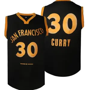 Men's Black #30 San Francisco Basketball Jersey V-Neck Sleeveless Polyester Machine Washable Ideal for Team Sports Casual Party Wear Sizes S-3XL