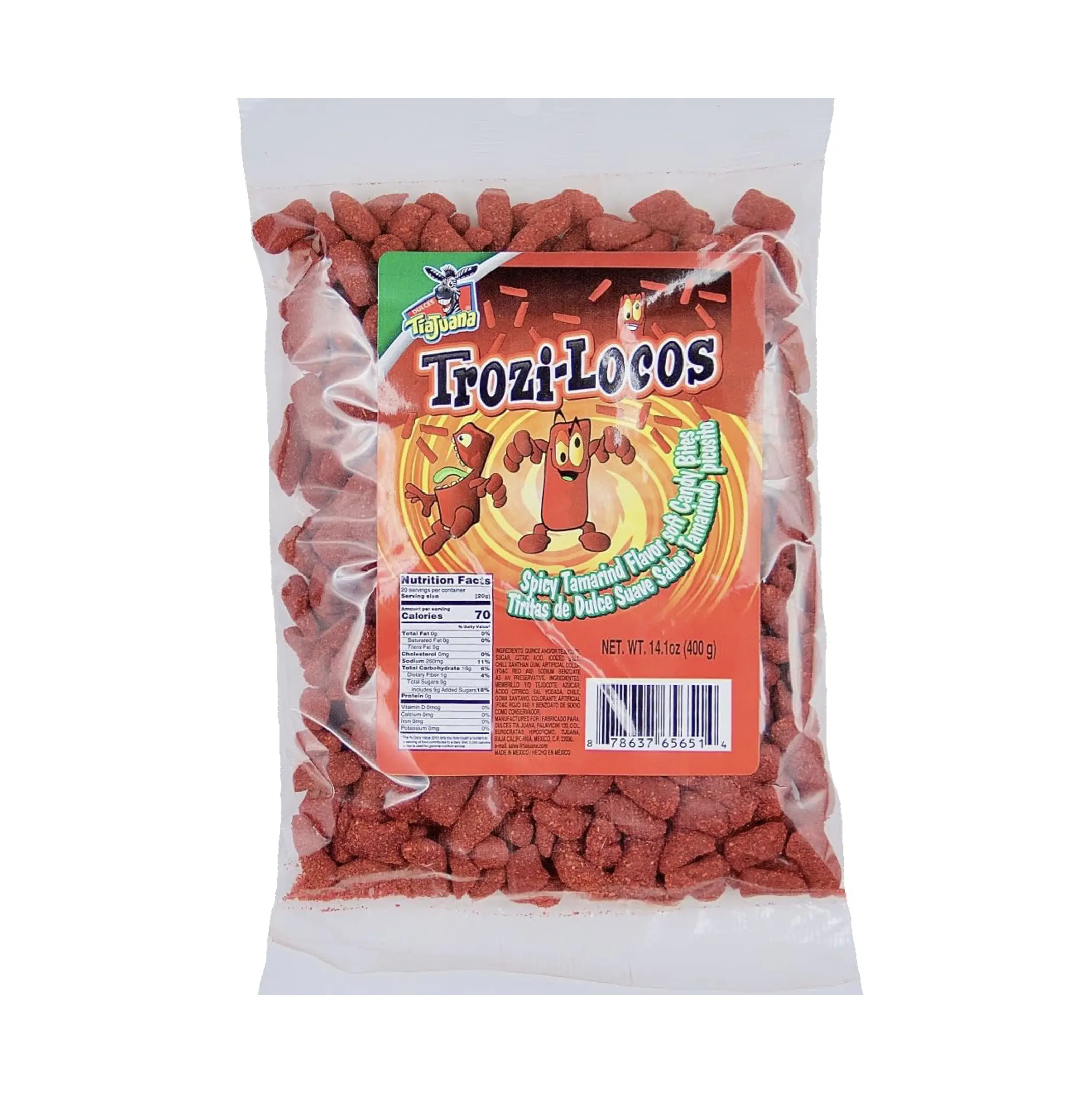 Trozi-Locos Spicy Tamarind Flavor Soft Candy Bites Mexican Candy 400g
