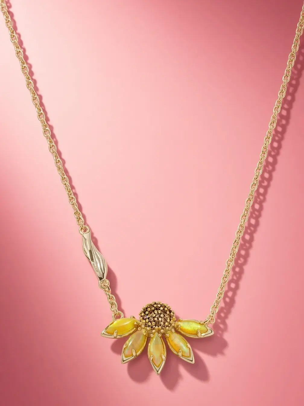Kendra Scott Anya Flower Gold Short Pendant Necklace Dainty Floral Layering Necklace for Women | Gift Idea