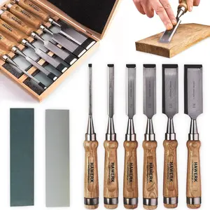 Wood Chisel Set Wood Carving Chisels with Premium Wooden Case Includes 6 pcs Wood Chisels & 2 Sharpening Stones