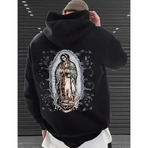 Virgen de Guadalupe Hoodie – Our Lady of Guadalupe Graphic Hoodie, Chicano Faith Streetwear, Religious Catholic Hoodie for Men