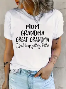 Women's Casual Crew Neck T-Shirt - Alphabet Print, Smooth Polyester Knit Fabric - Summer Essential | Micro Elasticity | Machine Washable