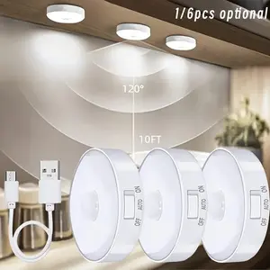 USB Rechargeable LED Under Cabinet Light with Motion Sensor, Adhesive Magnetic Lighting, Multifunctional Lighting, Wall Mounted Light for Closets, Stairs, Bedroom