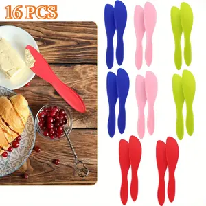 16PCS Plastic Butter Knife Spreader, Multi Purpose Plastic Butter Spreading Spreader Knife, Kitchen Frosting Knives for Cheese Cream Icing, Lime Green Red Pink Blue