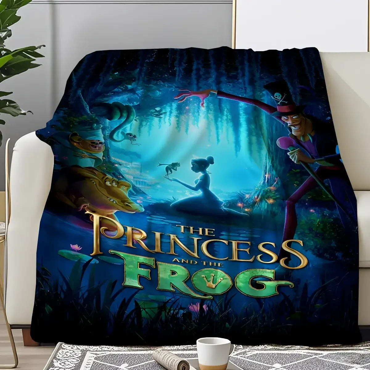 Princess Tiana Movie-Themed Flannel Throw Blanket, Soft Cozy Lightweight Blanket for Home Office Sofa Bed Car Travel, Princess Room Decor, Holiday Gift for Tiana Fans