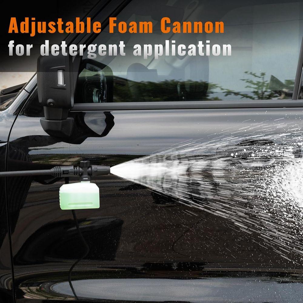 cPX4000 Portable Cordless Pressure Washer with 4.5 Gallon Tank & 4 Wheels, 4.0Ah Battery Powered Pressure Washer, Max 725 PSI fo