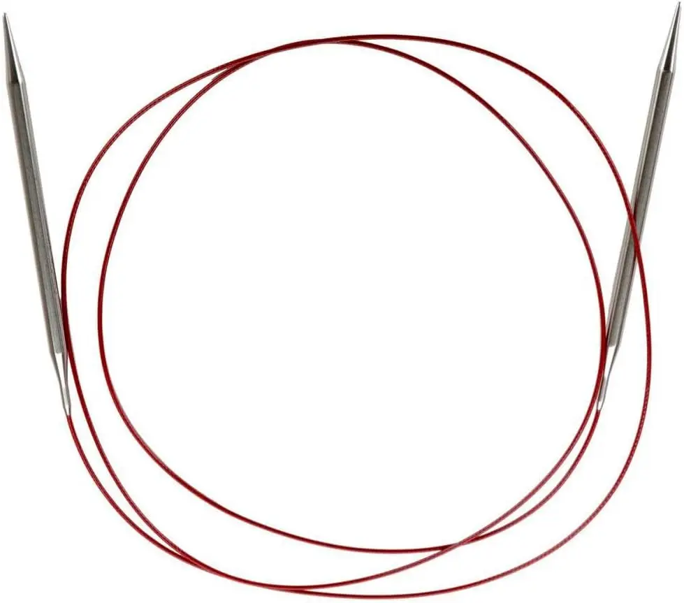 ChiaoGoo Red Lace Circular 60-inch (150cm) Stainless Steel Knitting Needle; Size US 8 (5mm) 7060-8 Gift