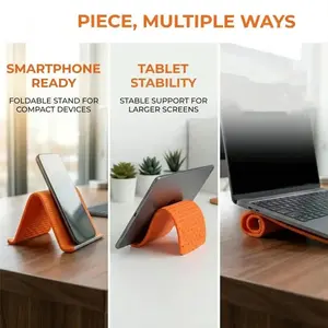 Heavy Duty Silicone Aluminum Phone Holder, Flexible Bendable Adjustable Stand, Anti-Slip Rollable Desktop Bracket for All Devices
