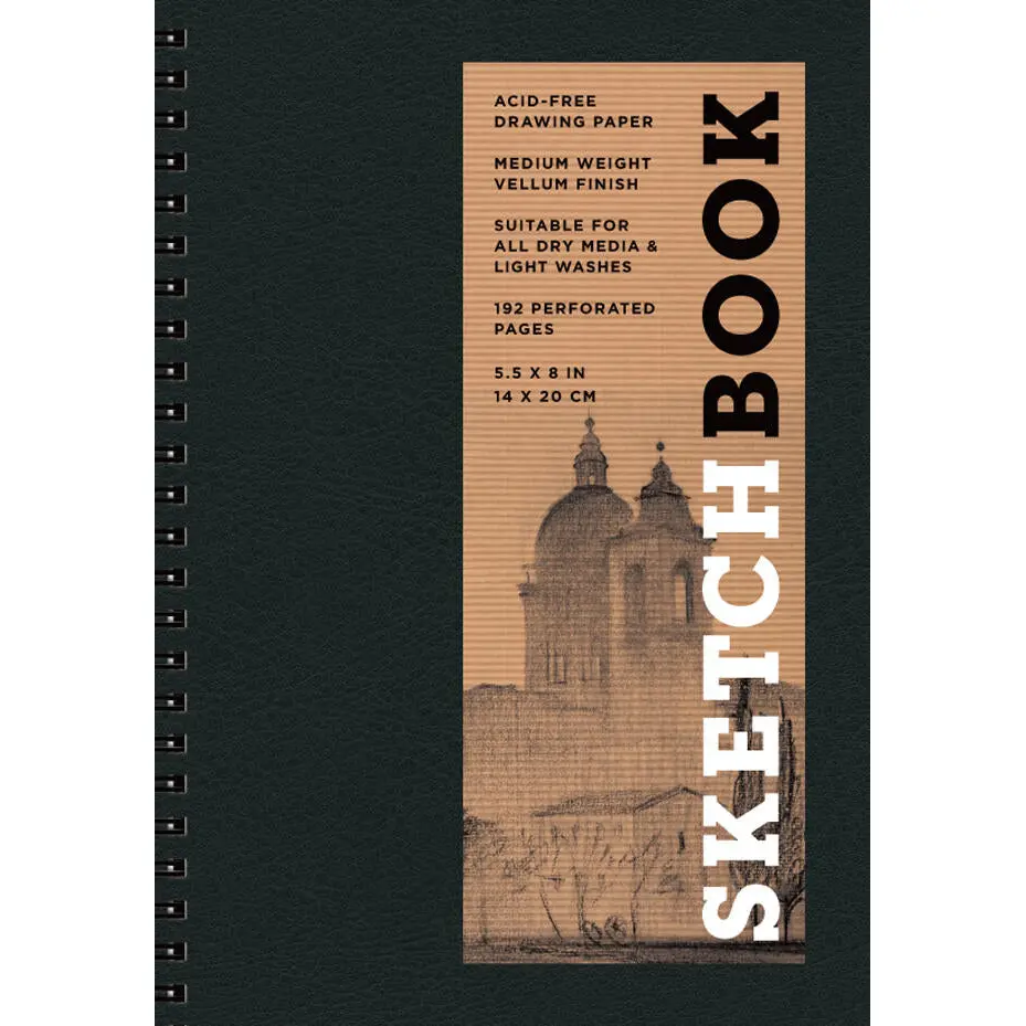 Sketchbook 5.5 x 8" Black Spiral Hardcover Mixed Media Sketchbook for Drawing