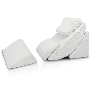 Topwin 5pcs Orthopedic Bed Wedge Pillow for Sleeping, Post Surgery Memory Foam for Back, Neck & Leg Support, Snoring Reading, Sleeping