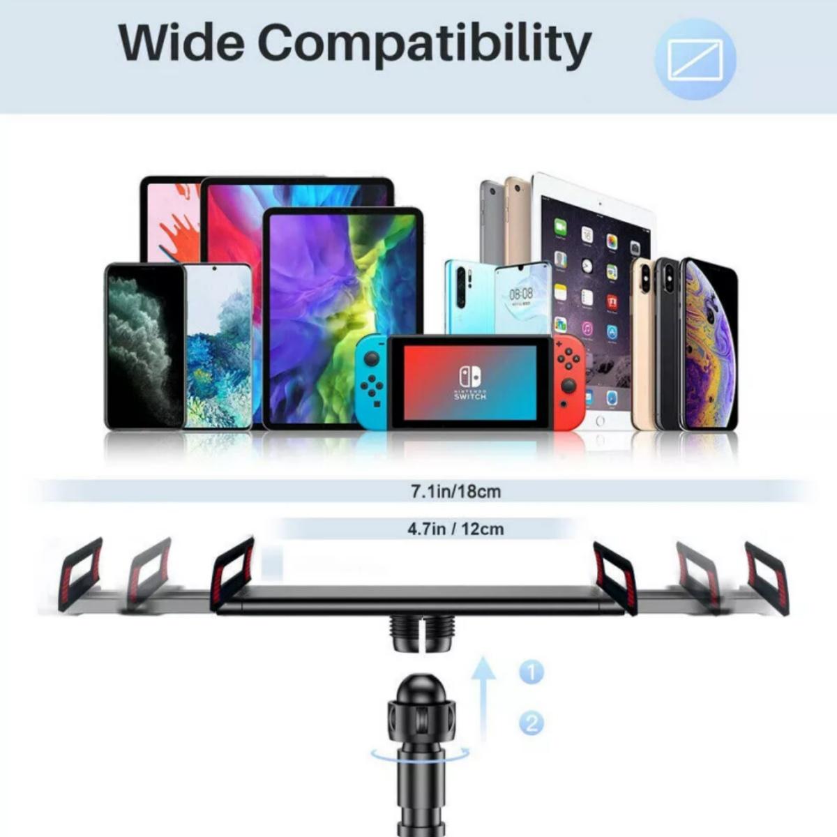 Gooseneck Phone Holder for Bed, 360° Rotatable Metal Desk Phone Stand, Adjustable Flexible Clamp Mount, Universal Fits for iPhone 17 16 15 14 13 12 11 Pro Max Plus iPad Samsung Galaxy All Phones & Tablets, Home Office Bedroom